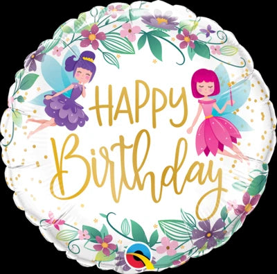 Birthday Wild Flower Fairies Foil Balloon | Helium Is Included |.