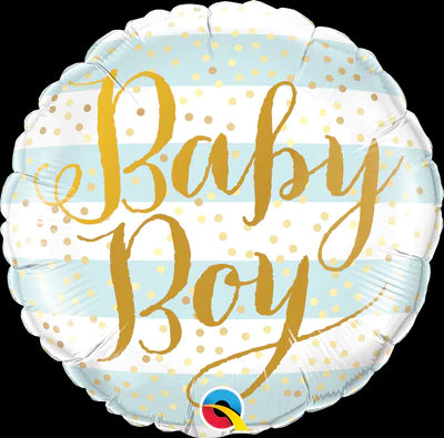 Baby Boy Blue Stripes Foil Balloon | Helium Is Included |.