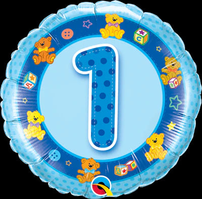 Age 1 Blue Teddies Foil Balloon | Helium Is Included |.