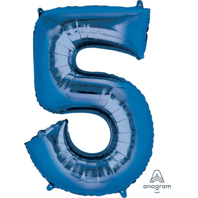 34" Giant Foil Number Balloons | - 5 - Blue| Helium Is Included.