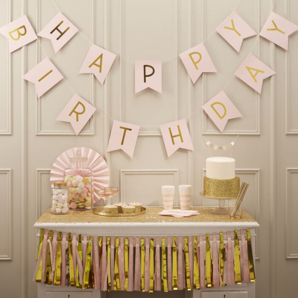 PINK AND GOLD FOIL HAPPY BIRTHDAY BUNTING