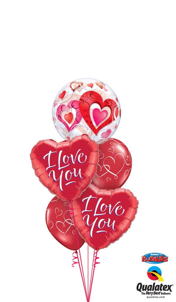 I Love You Heart Bubble Balloon Bouquet