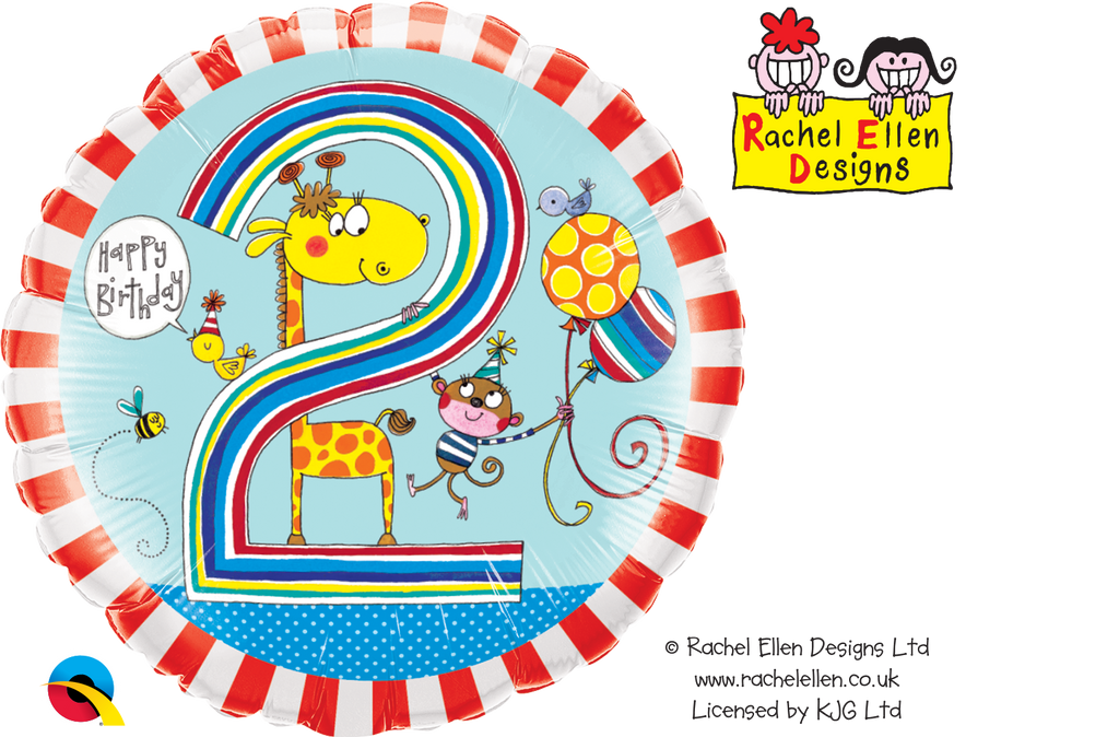 Age 2 Giraffe Stripes Foil Balloon | Helium Is Included |.