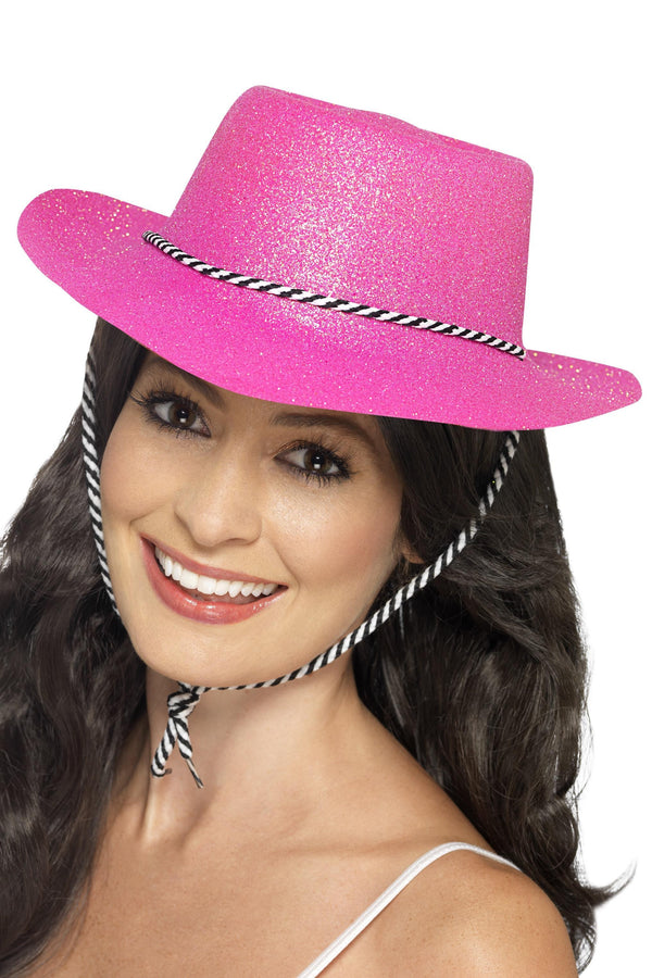 Cowboy Glitter Hat, Neon Pink