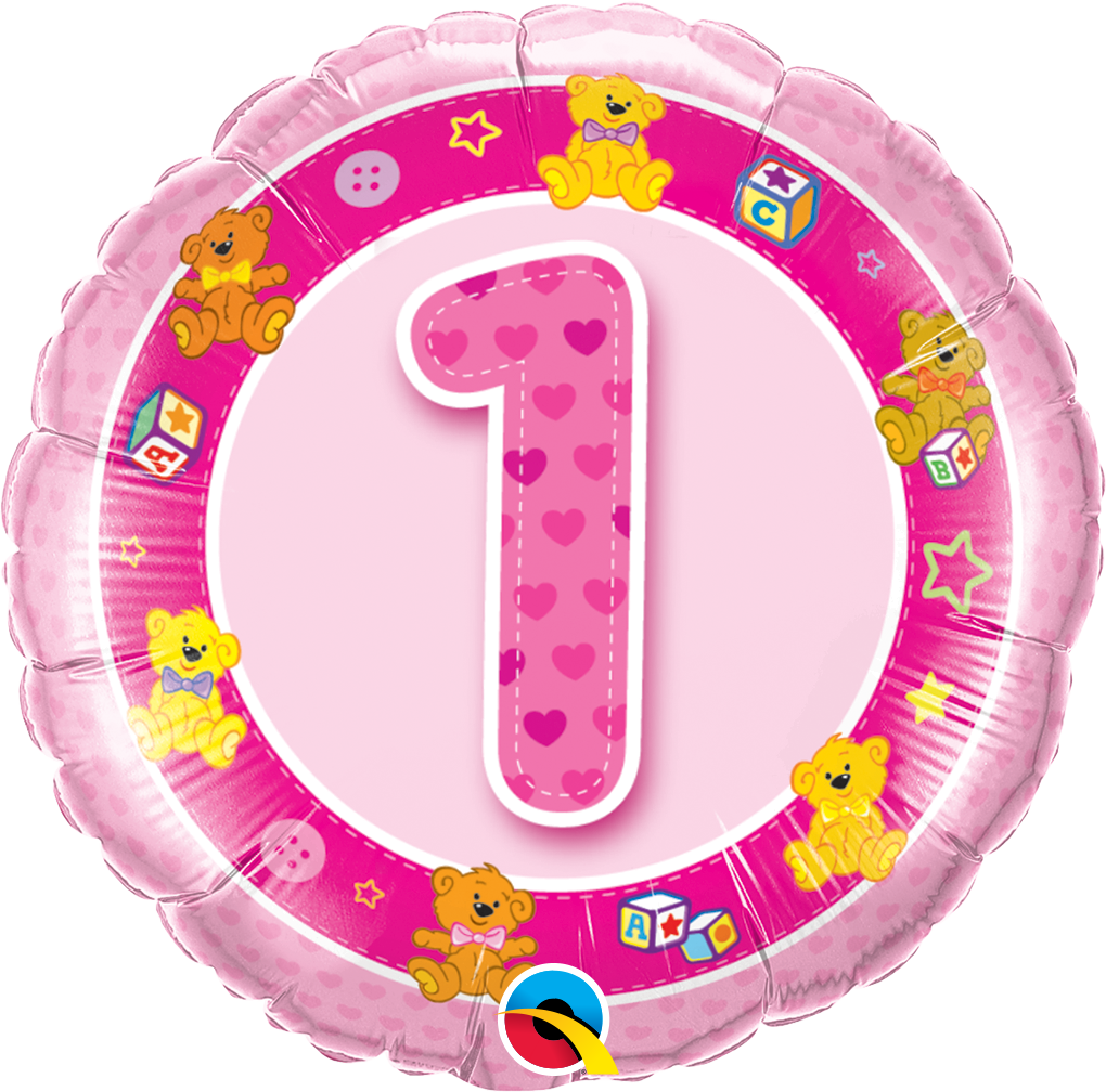 Age 1 Pink Teddies Foil Balloon | Helium Is Included |.