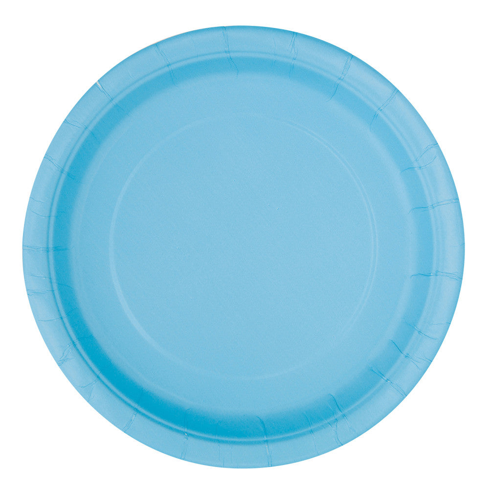 Powder Blue Round 7" Dessert Paper Plates - Pack Of 20