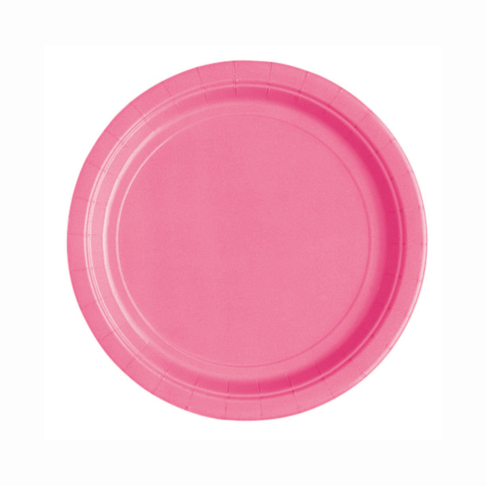 Hot Pink Round 7" Dessert Paper Plates - Pack Of 20