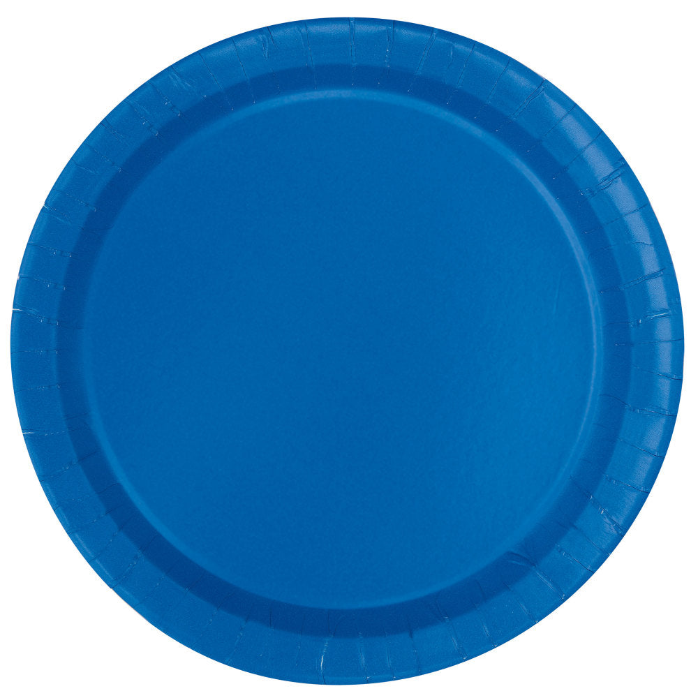 Blue Round 9" Dinner Paper Plates - Pack Of 16
