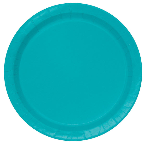 Teal Round 9" Dinner Paper Plates - Pack Of 16