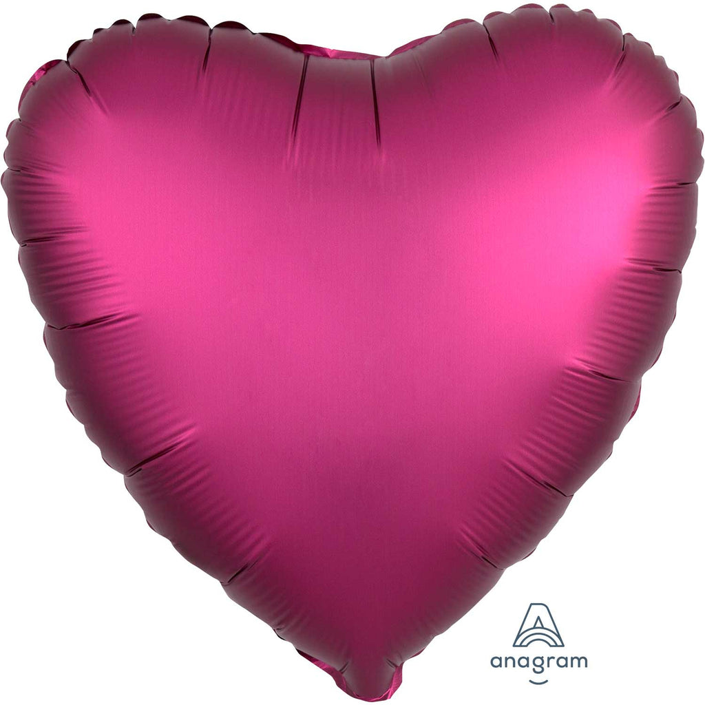 Heart Satin Luxe Foil Balloon | Pomegranate | Helium is included.