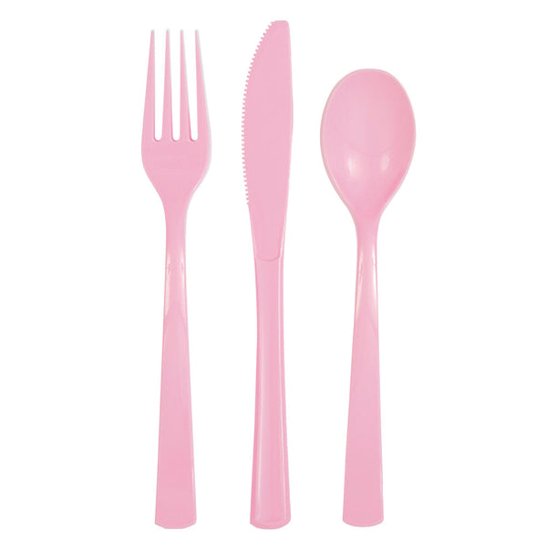 Lovely Pink Assorted Plastic Cutlery - Pack Of 18