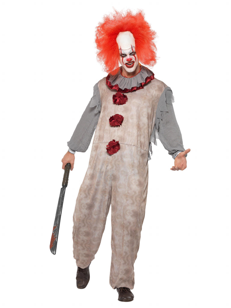 Vintage Clown Costume, Grey & Red