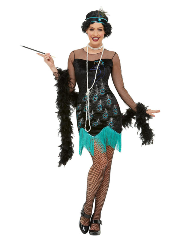 20s Peacock Flapper Costume, Green & Blue