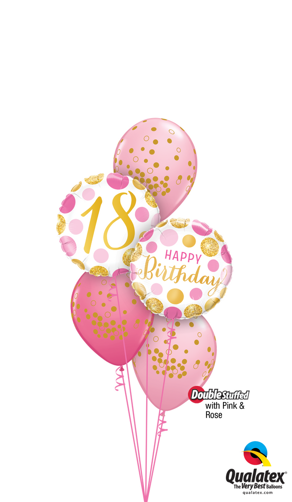 Pink ‘N’ Gold 18 Birthday Balloons Bouquet