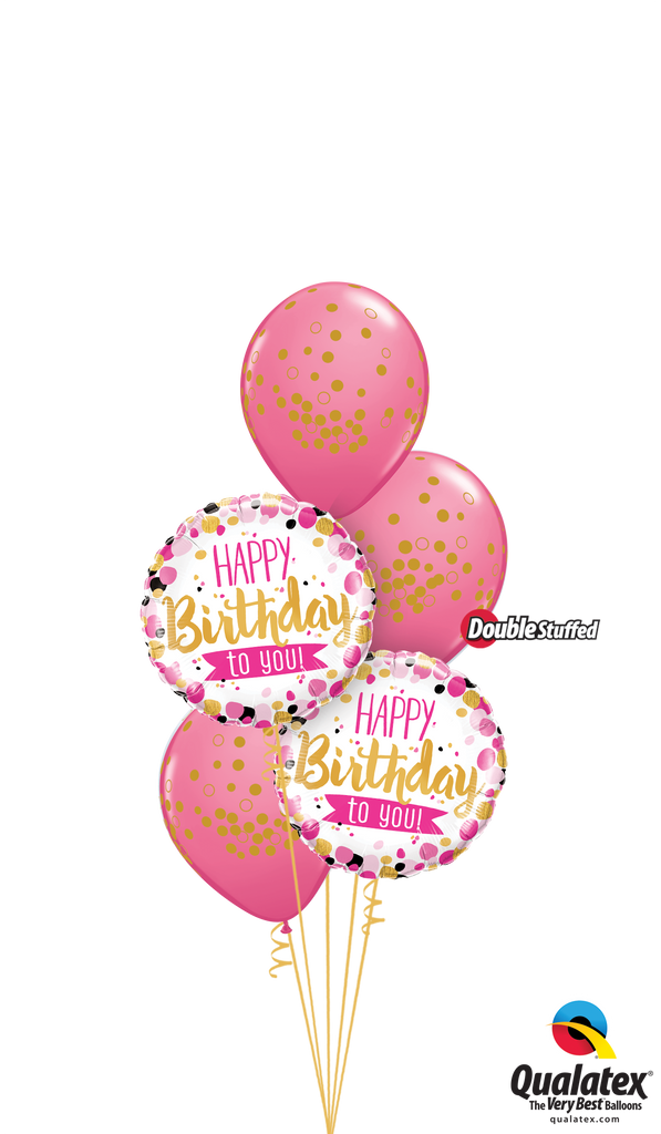 Pink & Gold Birthday Dots Balloons Bouquet