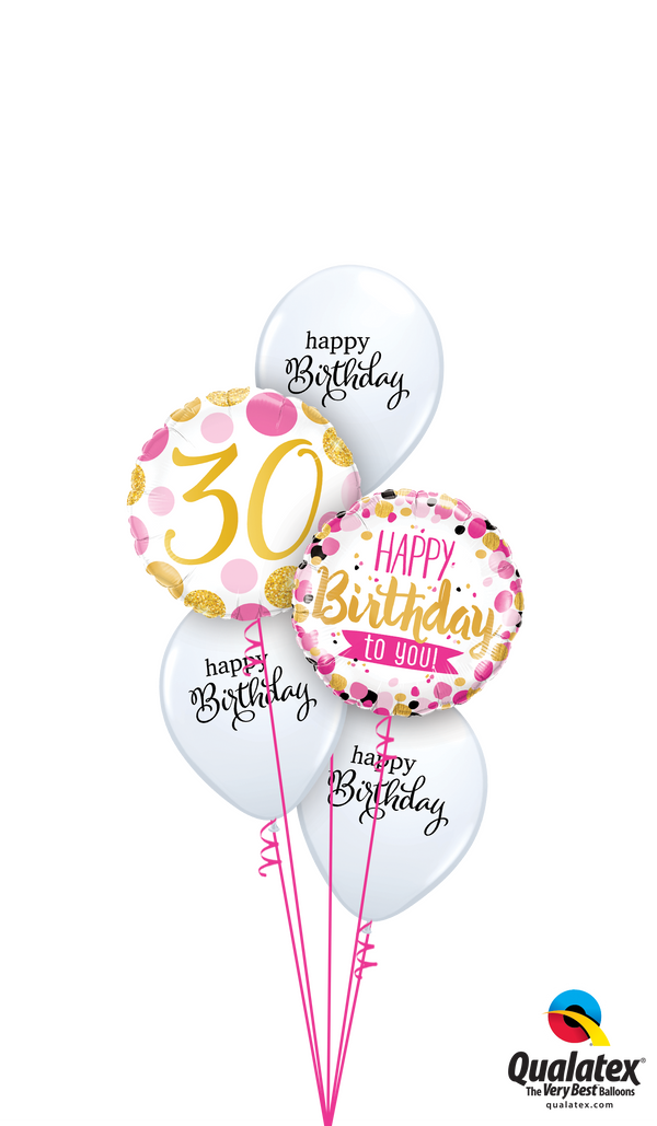 Pink ‘N’ Gold 30th Birthday Balloons Bouquet