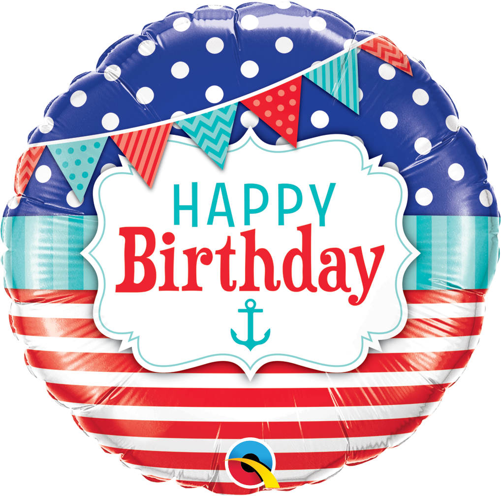 Birthday Nautical & Pennants Foil Balloon | Helium Is Included |.