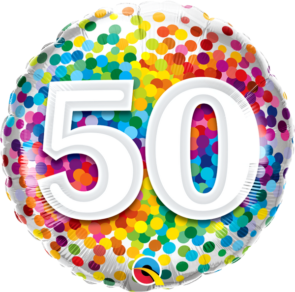 50 Rainbow Confetti Foil Balloon | Helium Is Included |.