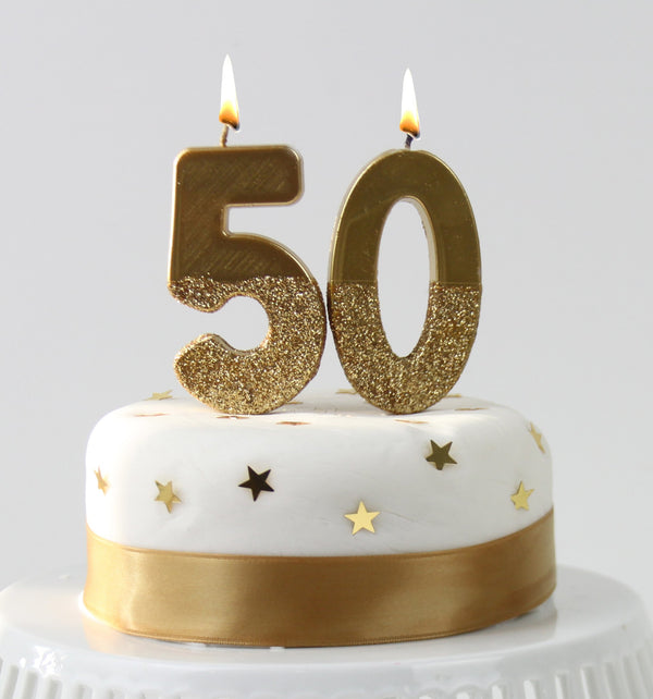 Glitter Dip Birthday Candle Number 0 - Gold
