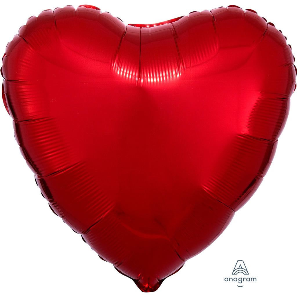 Heart Metallic Foil Balloon | Metallic Red | Helium is included.
