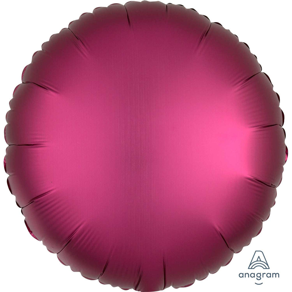 Circle Satin Luxe Foil Balloon | Pomegranate  | Helium is included.