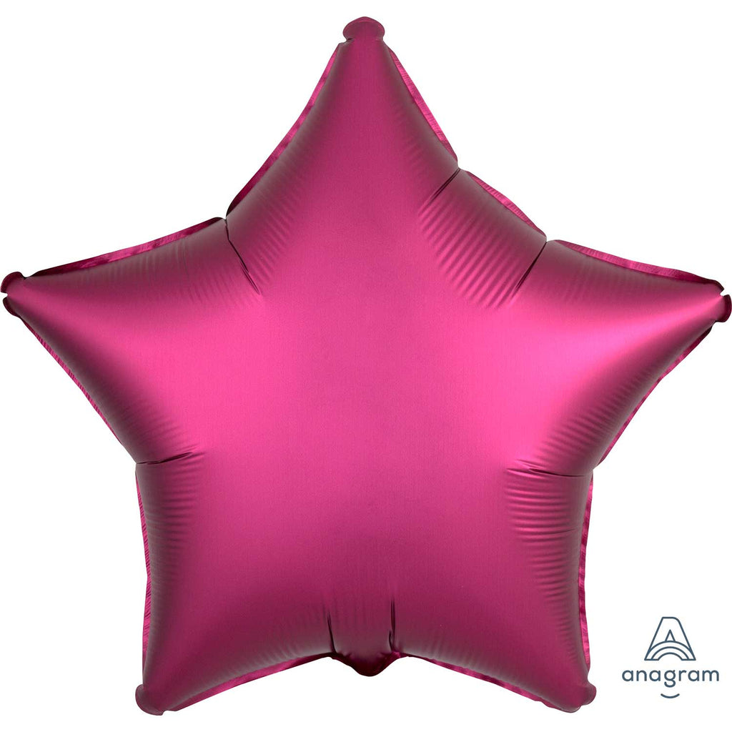 Star Satin Luxe Foil Balloon | Pomegranate | Helium is included.