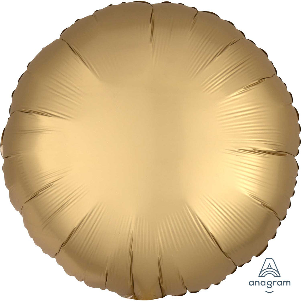 Circle Satin Luxe Foil Balloon | Gold | Helium is included.