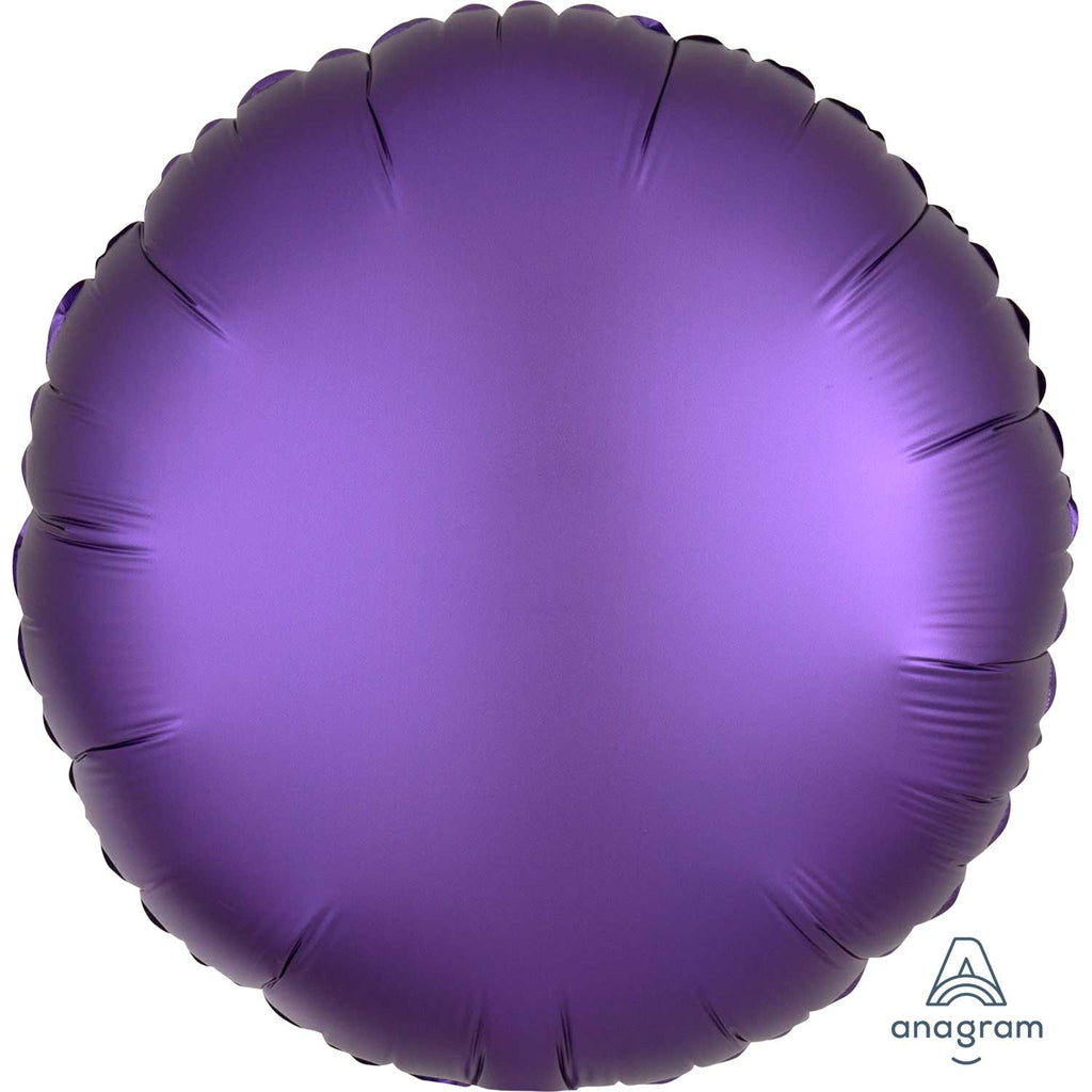 Circle Satin Luxe Foil Balloon | Purple Royale | Helium is included.