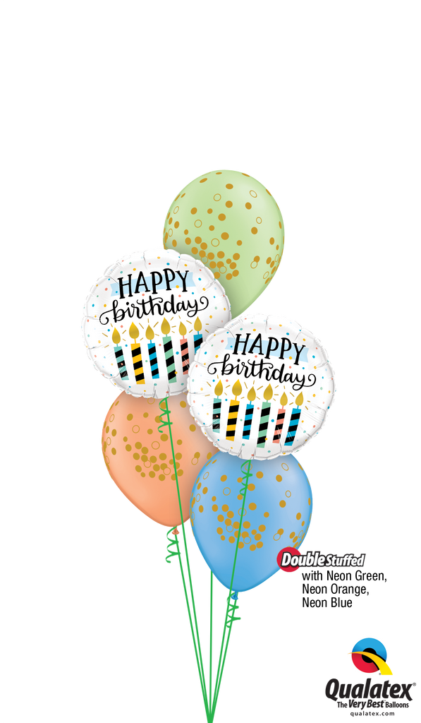 Bright Polka Dots and Birthday Candles Balloons Bouquet