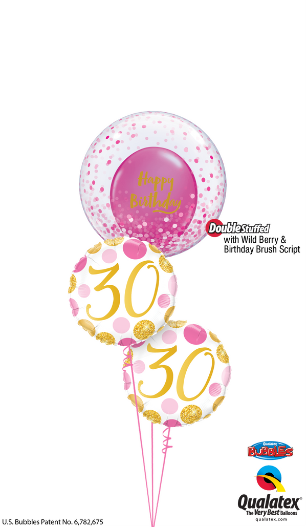 Pink Dots 30th Birthday Bubble - Birthday Bouquet