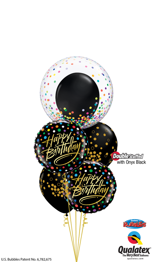 Birthday Black & Gold Confetti Balloon Bouquet