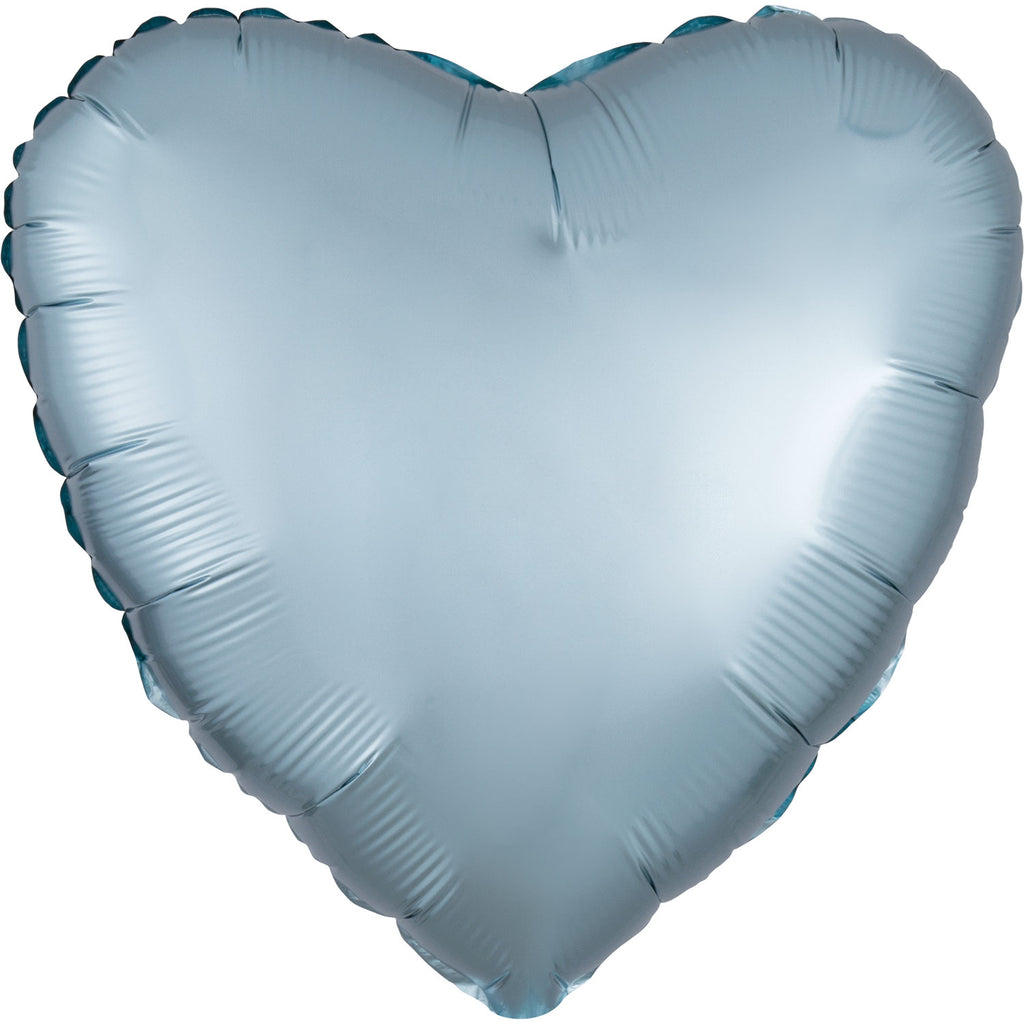 Heart Satin Luxe Foil Balloon | Pastel Blue | Helium is included.