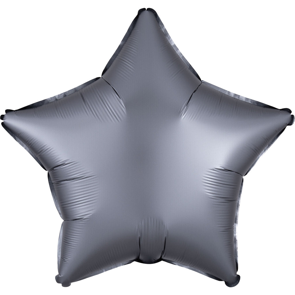 Star Satin Luxe Foil Balloon | Graphite | Helium is included.