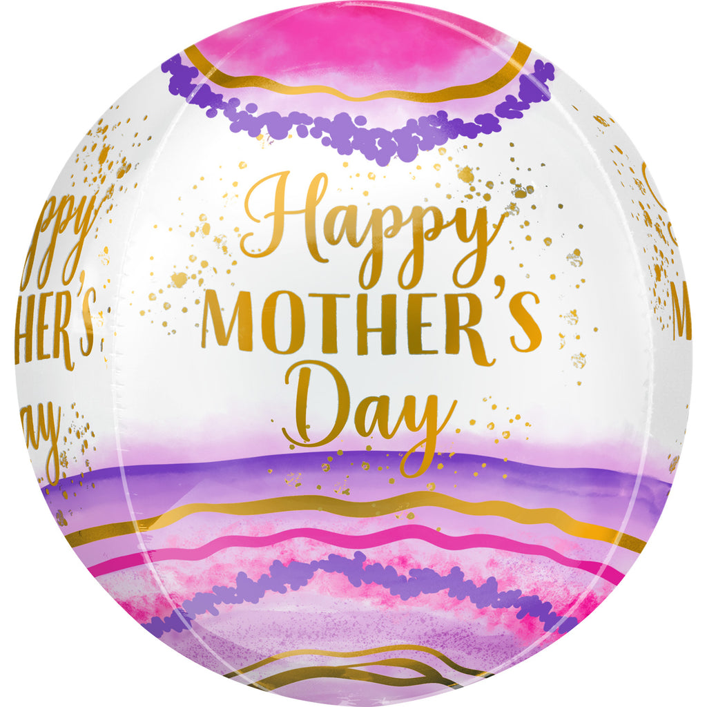 Happy Mother's Day Watercolour Geode Orbz Foil Balloons | Helium Is Included |.