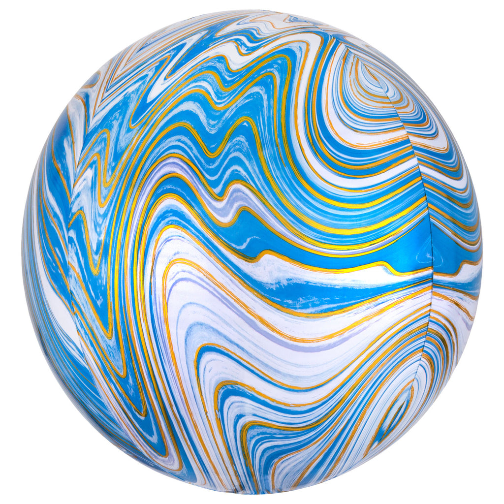 Orbz Foil Balloon  | Blue Marblez | Helium is included.