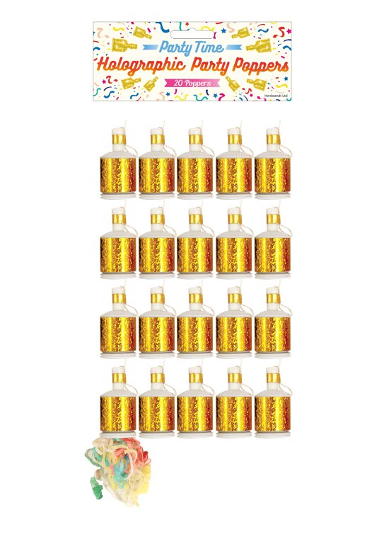 Gold Holographic Party Poppers (Pack of 20)