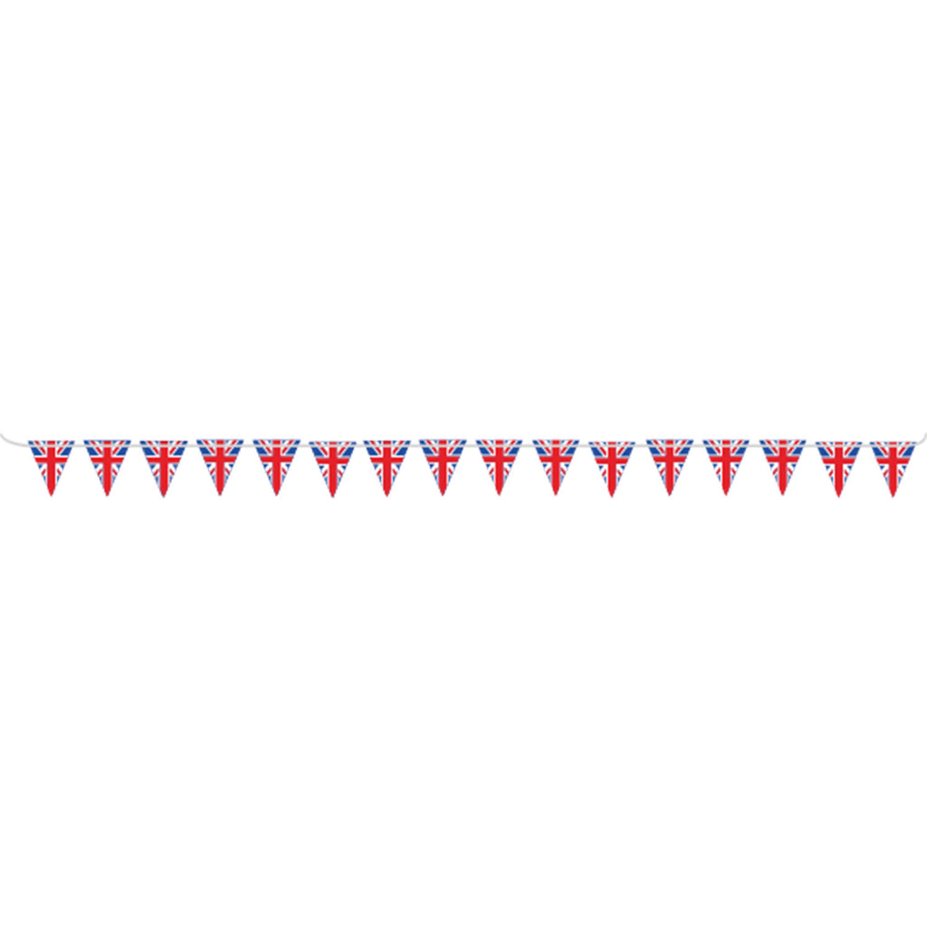 Red White & Blue GB Flag Paper Pennant Bunting 10m