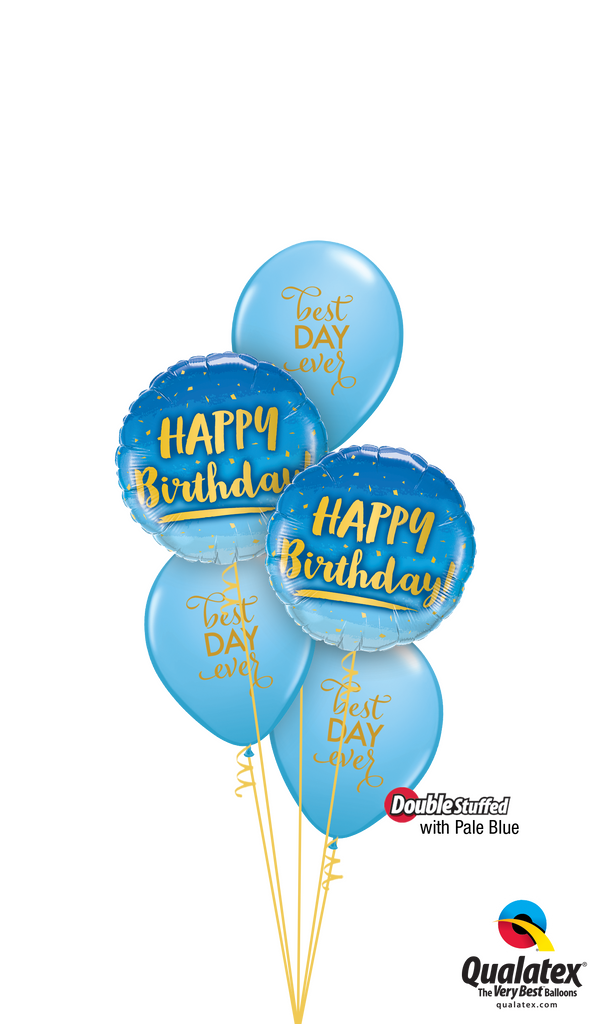 Blue “Best Day Ever” Birthday Balloons Bouquet