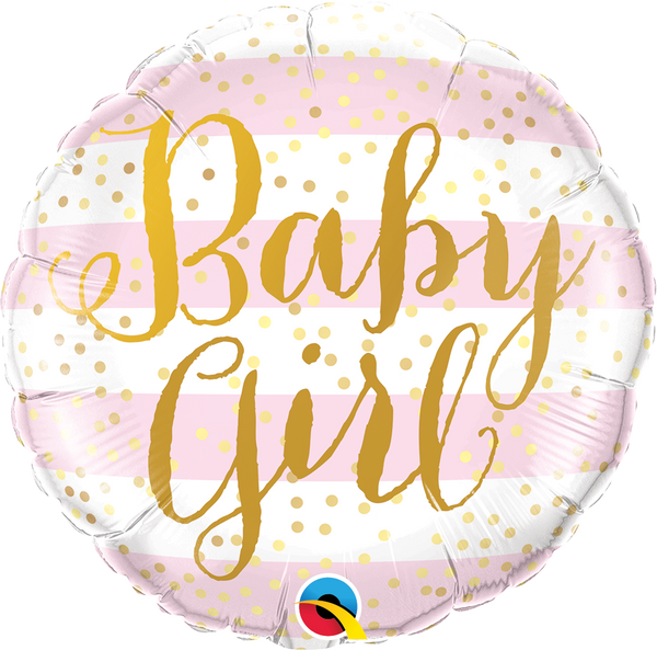Baby Girl Pink Stripes Foil Balloon | Helium Is Included |.