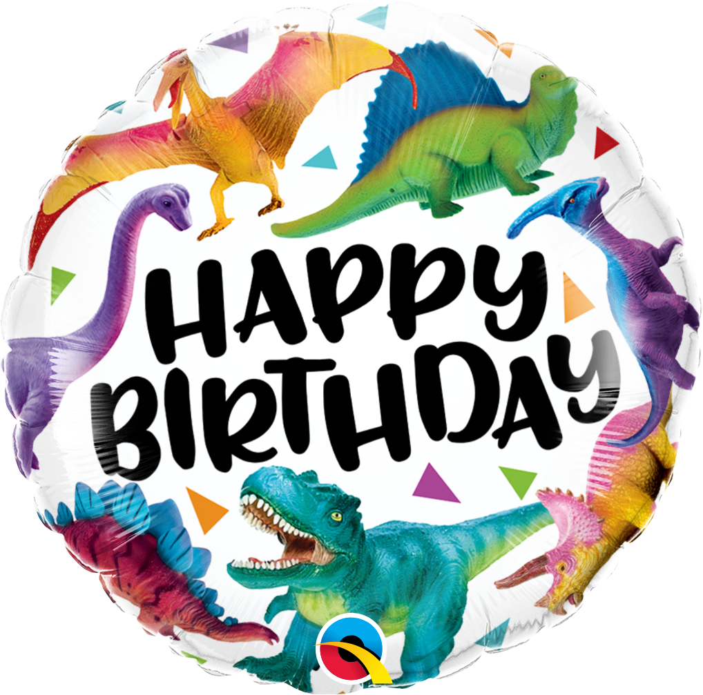Birthday Colorful Dinosaurs Foil Balloon | Helium Is Included |.