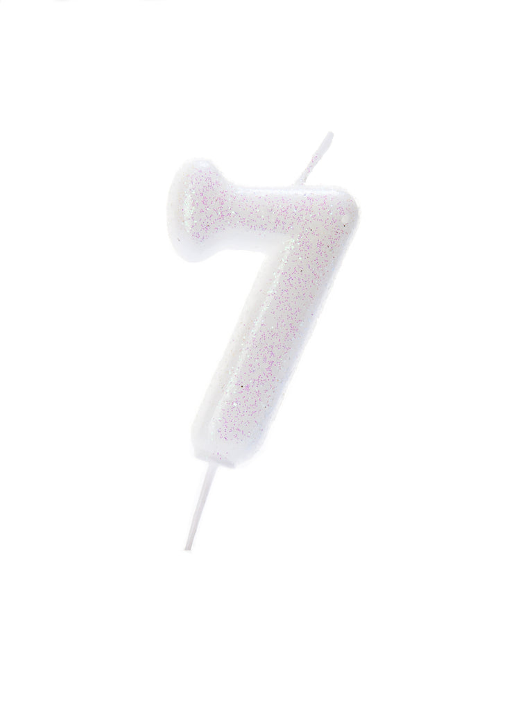 Glitter Birthday Candle Number 7 - Iridescent