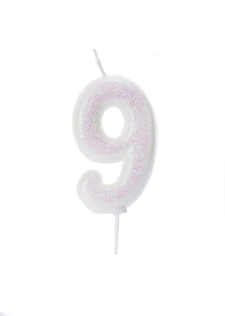 Glitter Birthday Candle Number 9 - Iridescent