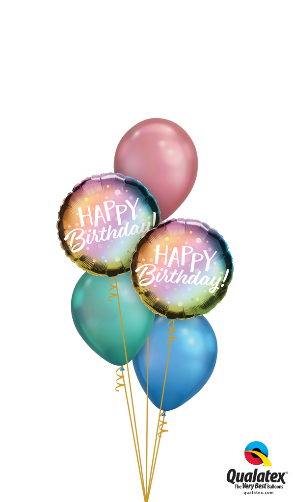 Colourful Chrome Birthday Balloons Bouquet