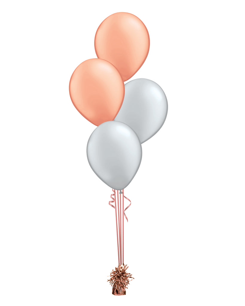 Rose Gold & Silver Shade - Latex Balloon Bouquet - 4 Balloons
