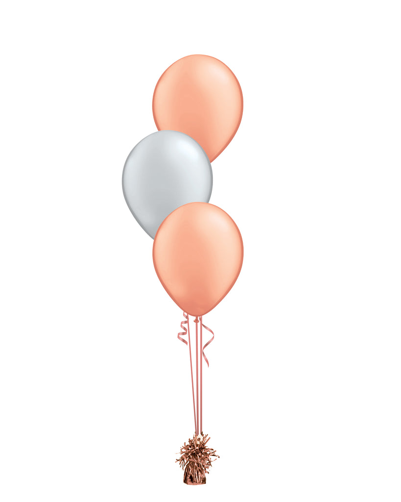 Rose Gold & Silver Shade - Latex Balloon Bouquet - 3 Balloons