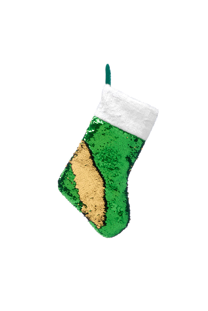 46cm Green / Gold Sequin Stocking