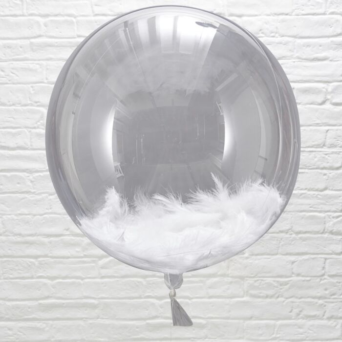 GIANT ORB WHITE FEATHER BALLOONS | HELIUM IS INCLUDED |
