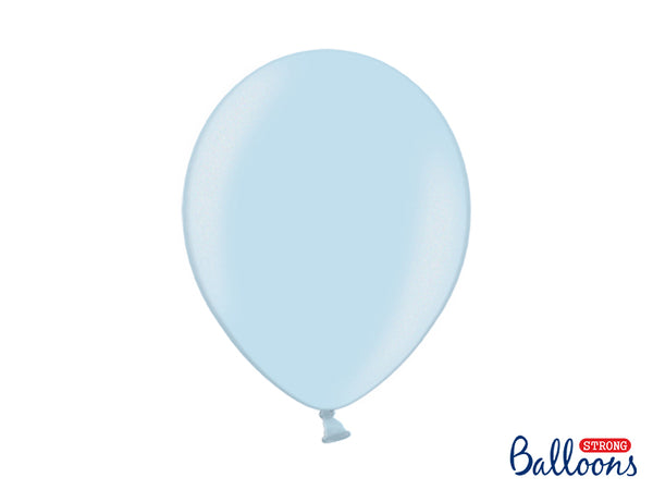 Metallic Baby Blue Latex Balloons (30cm) - Pack Of 10