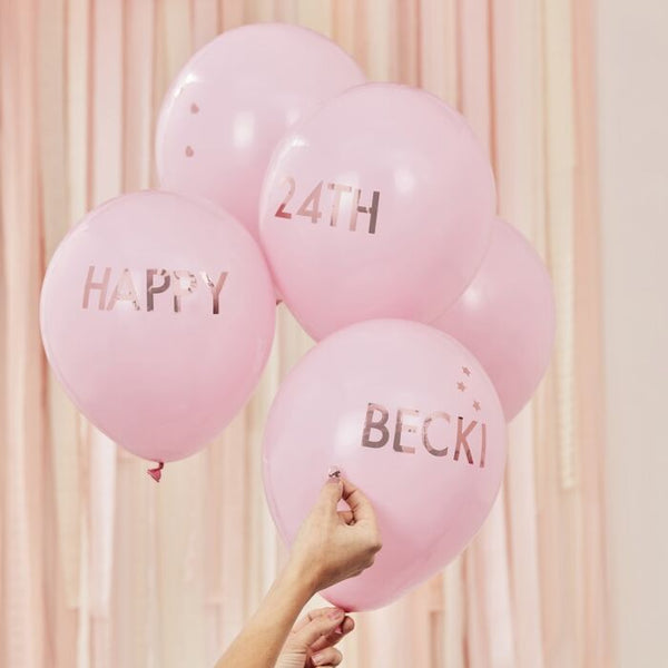 PINK AND ROSE GOLD PERSONALISED BALLOONS KIT