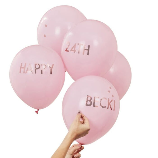 PINK AND ROSE GOLD PERSONALISED BALLOONS KIT